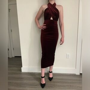 ASOS Design Burgundy Velvety Midi Dress